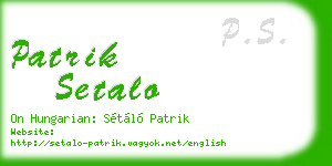 patrik setalo business card