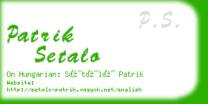 patrik setalo business card